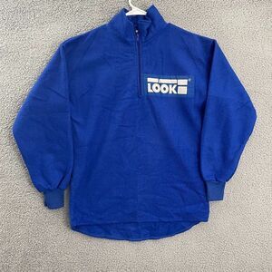 Vintage Look Sweater Men‎ L Blue 1/4 Zip Fleece Pullover